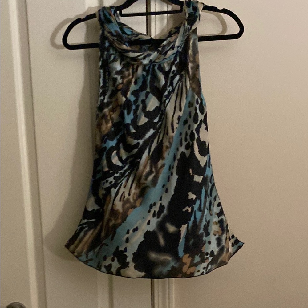 New Directions Blue and Green Asymmetrical Tank Top